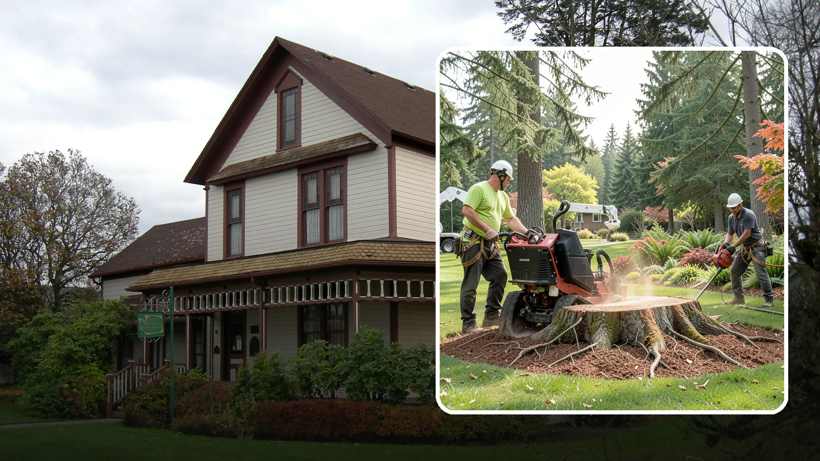 Stump grinding in Sumner, Pierce County, WA - The mechanical grinding of a stump below grade.