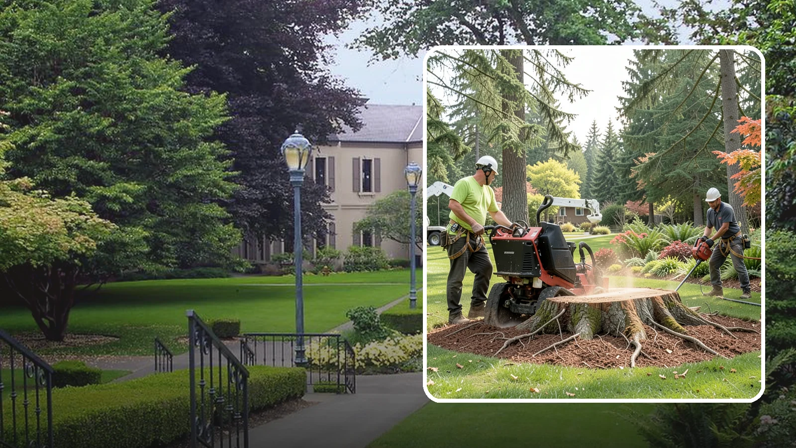Stump grinding in Woodinville, King County, WA - The mechanical grinding of a stump below grade.