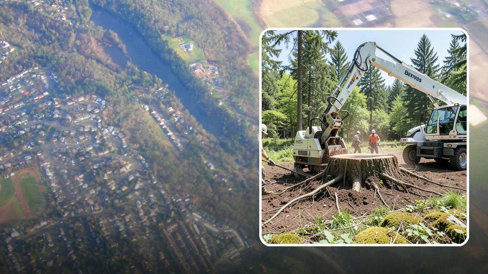 Stump removal in Algona, King County, WA - The full extraction of a stump and its major roots.