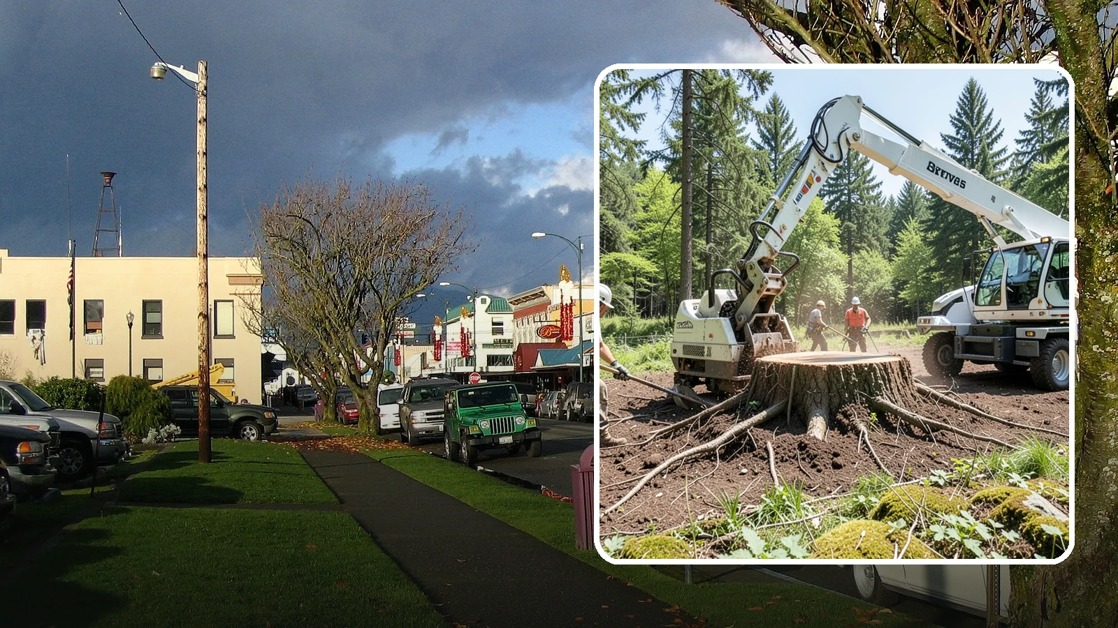 Stump removal in Arlington, Snohomish County, WA - The full extraction of a stump and its major roots.