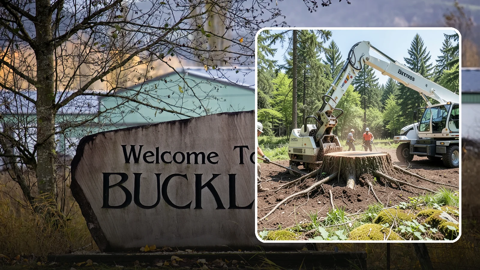 Stump removal in Buckley, Pierce County, WA - The full extraction of a stump and its major roots.