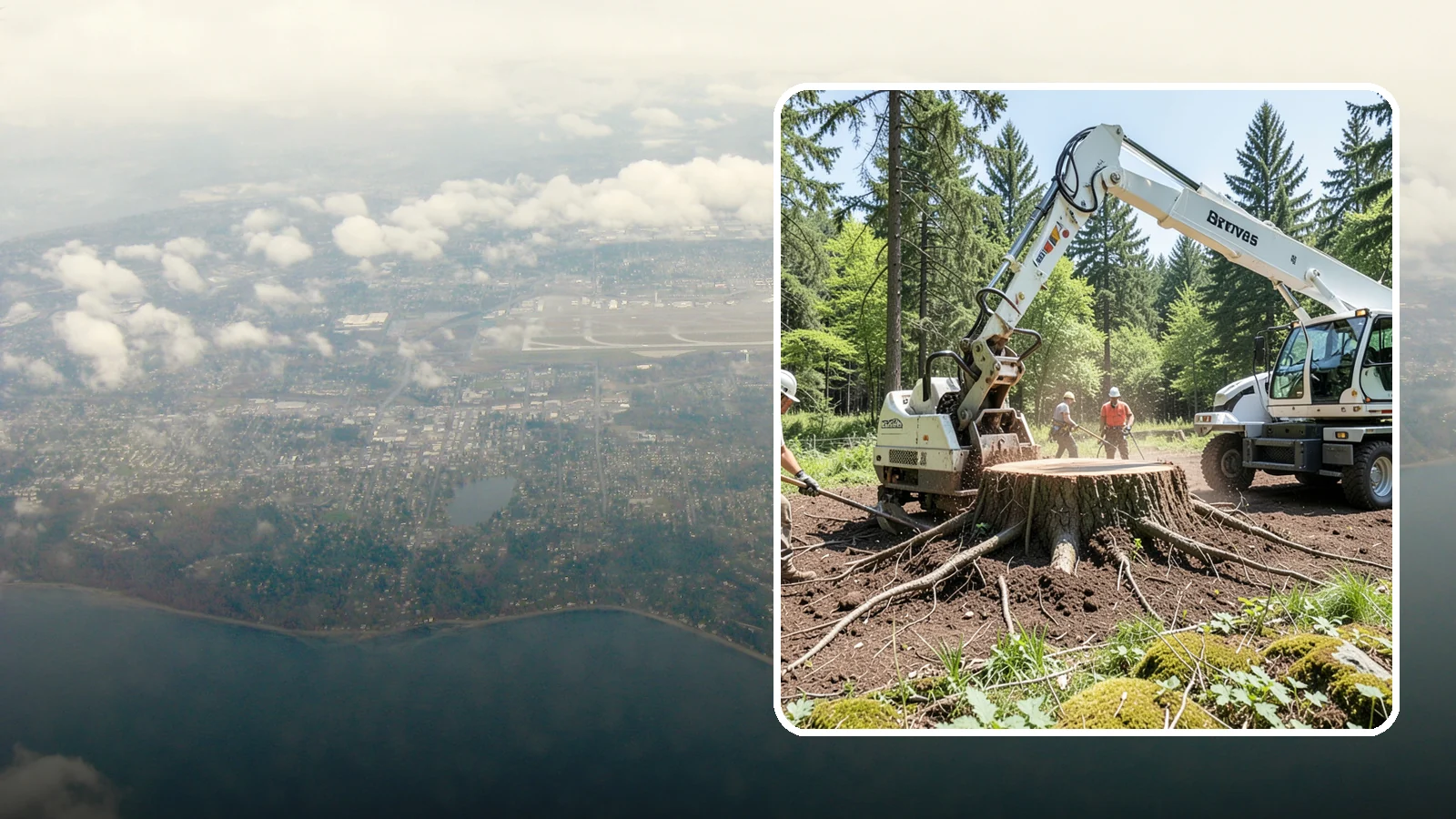 Stump removal in Burien, King County, WA - The full extraction of a stump and its major roots.