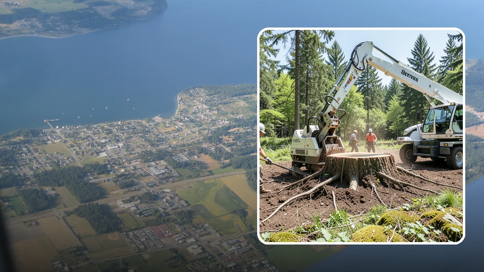 Stump removal in Coupeville, Island County, WA - The full extraction of a stump and its major roots.