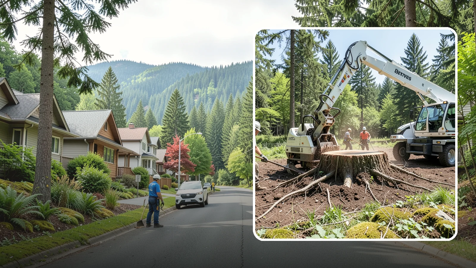 Stump removal in Darrington, Snohomish County, WA - The full extraction of a stump and its major roots.
