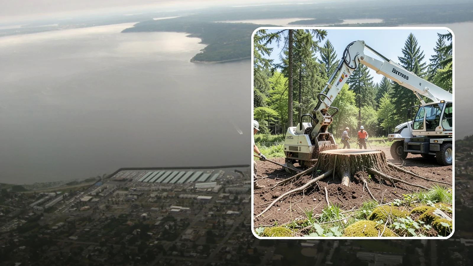 Stump removal in Des Moines, King County, WA - The full extraction of a stump and its major roots.