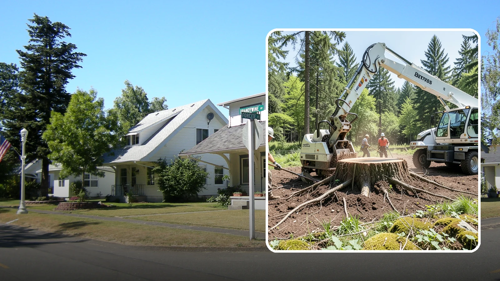 Stump removal in DuPont, Pierce County, WA - The full extraction of a stump and its major roots.