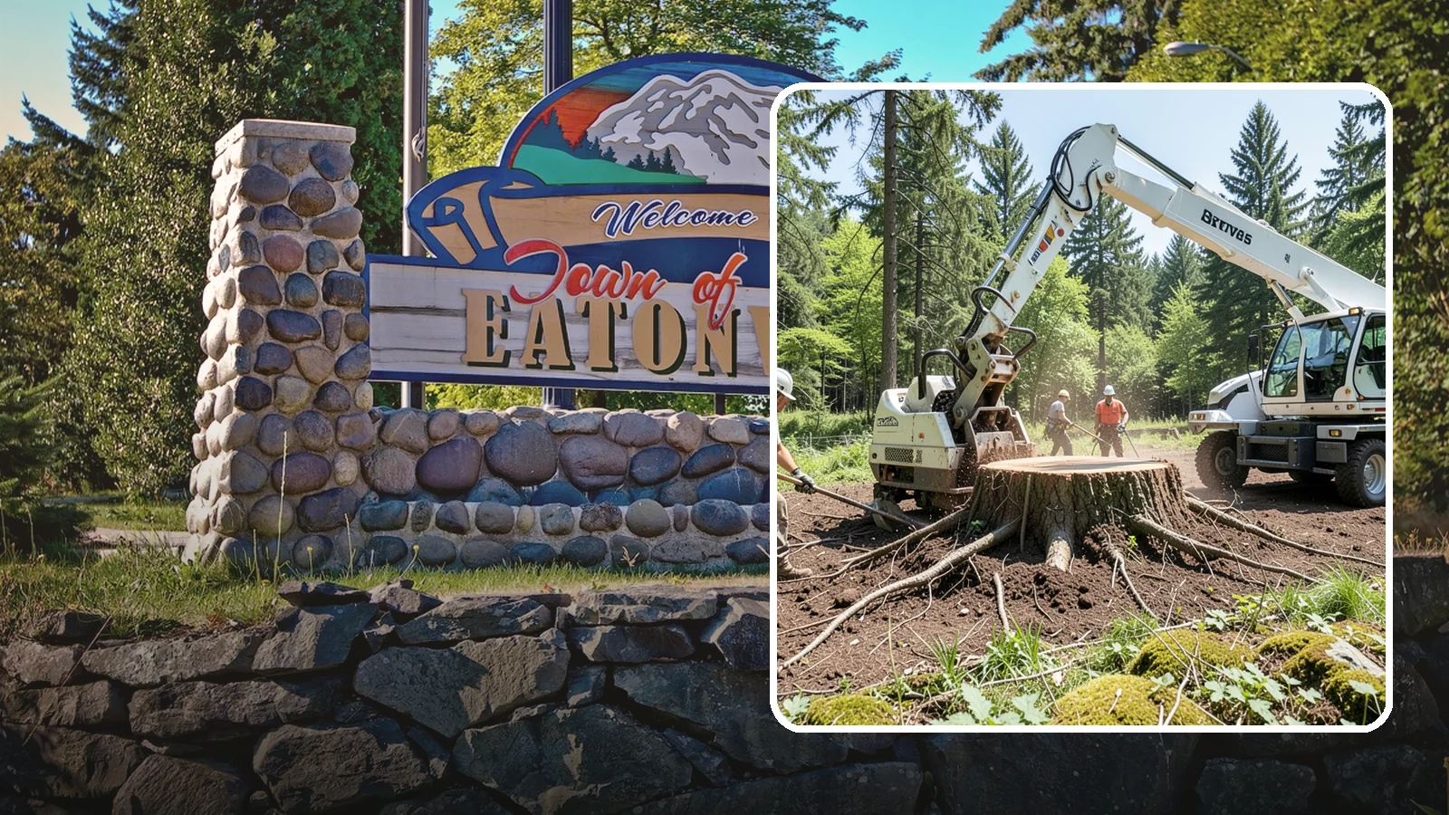 Stump removal in Eatonville, Pierce County, WA - The full extraction of a stump and its major roots.