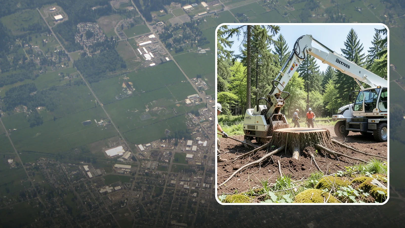 Stump removal in Enumclaw, King County, WA - The full extraction of a stump and its major roots.