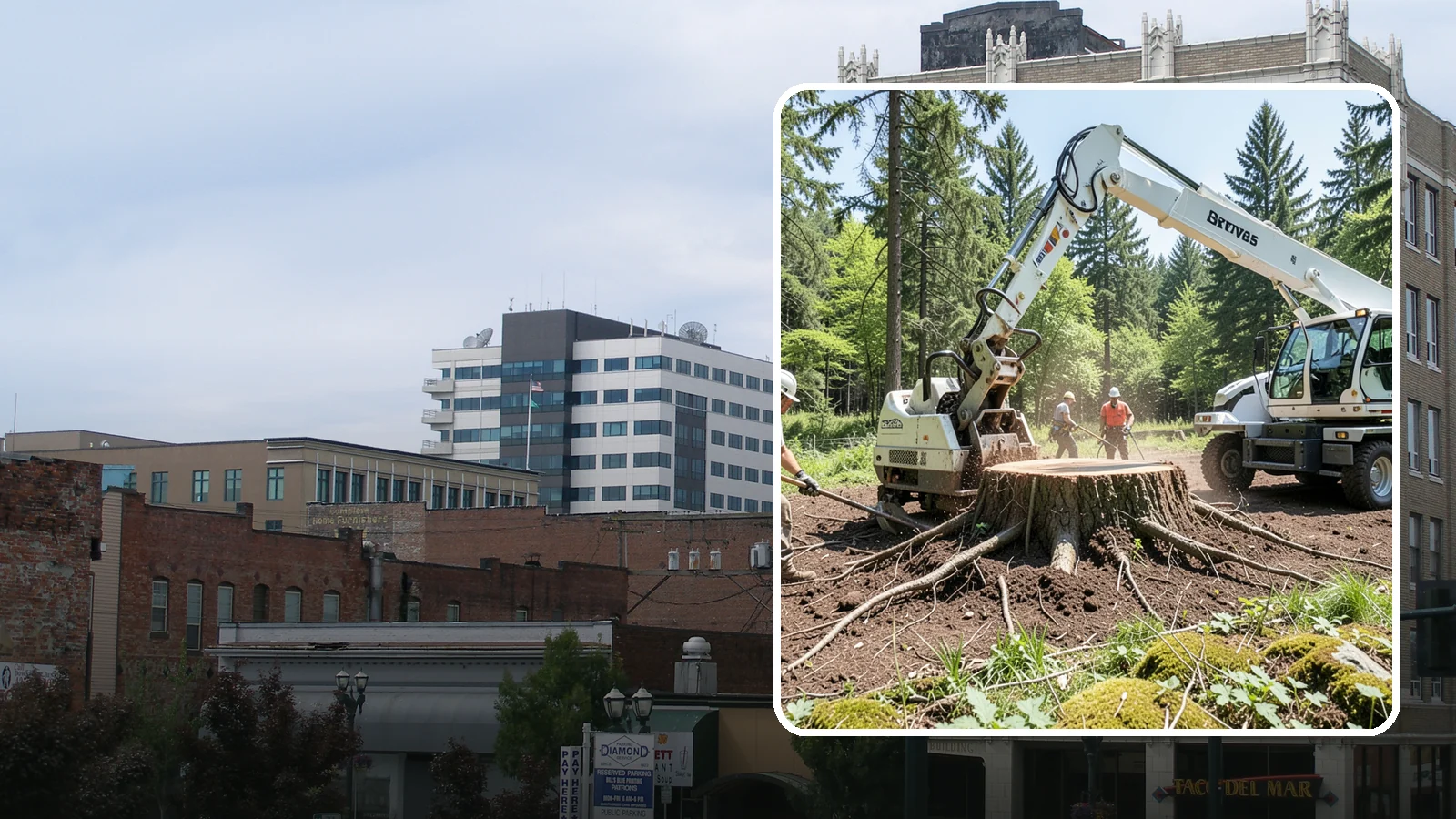 Stump removal in Everett, Snohomish County, WA - The full extraction of a stump and its major roots.
