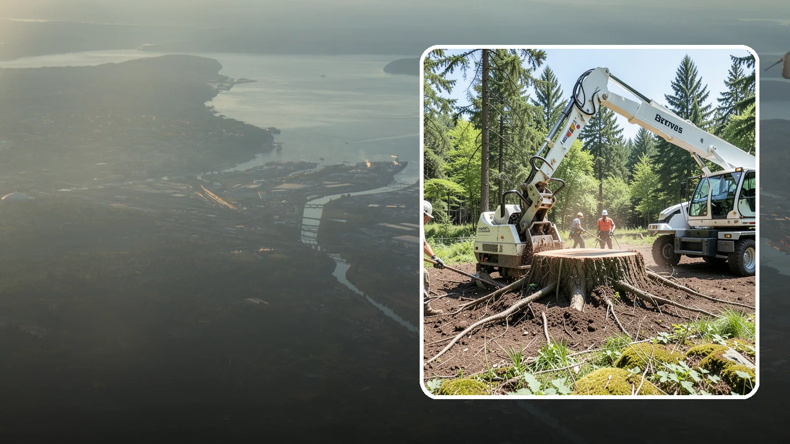 Stump removal in Fife, Pierce County, WA - The full extraction of a stump and its major roots.