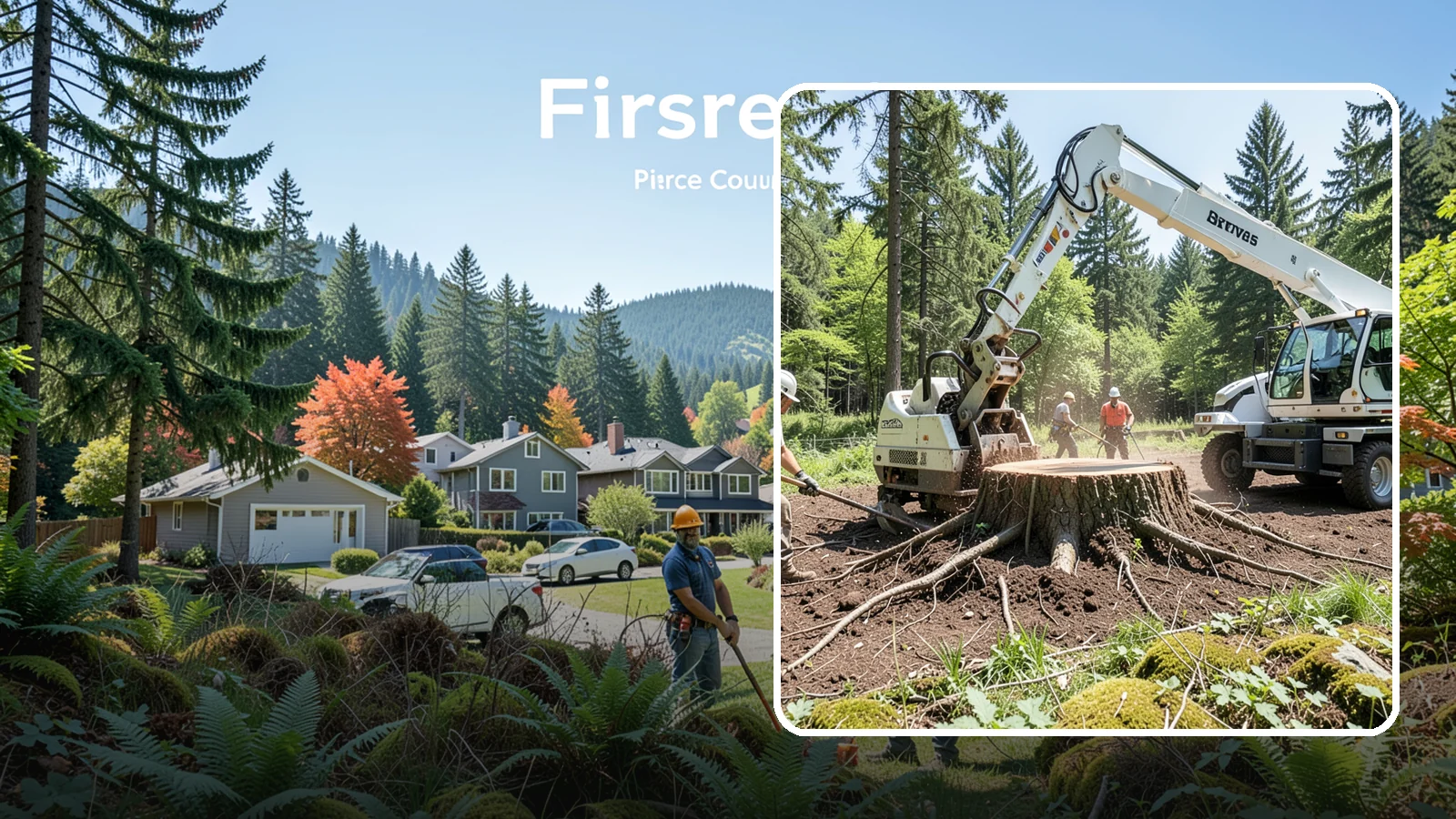 Stump removal in Fircrest, Pierce County, WA - The full extraction of a stump and its major roots.