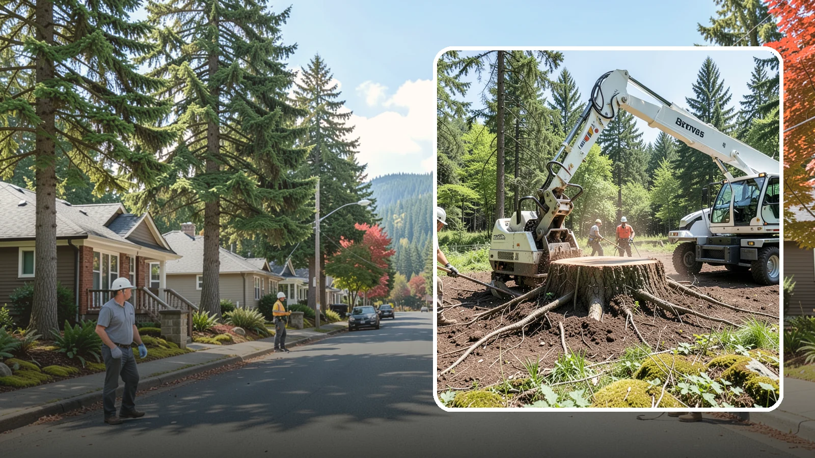 Stump removal in Hunts Point, King County, WA - The full extraction of a stump and its major roots.