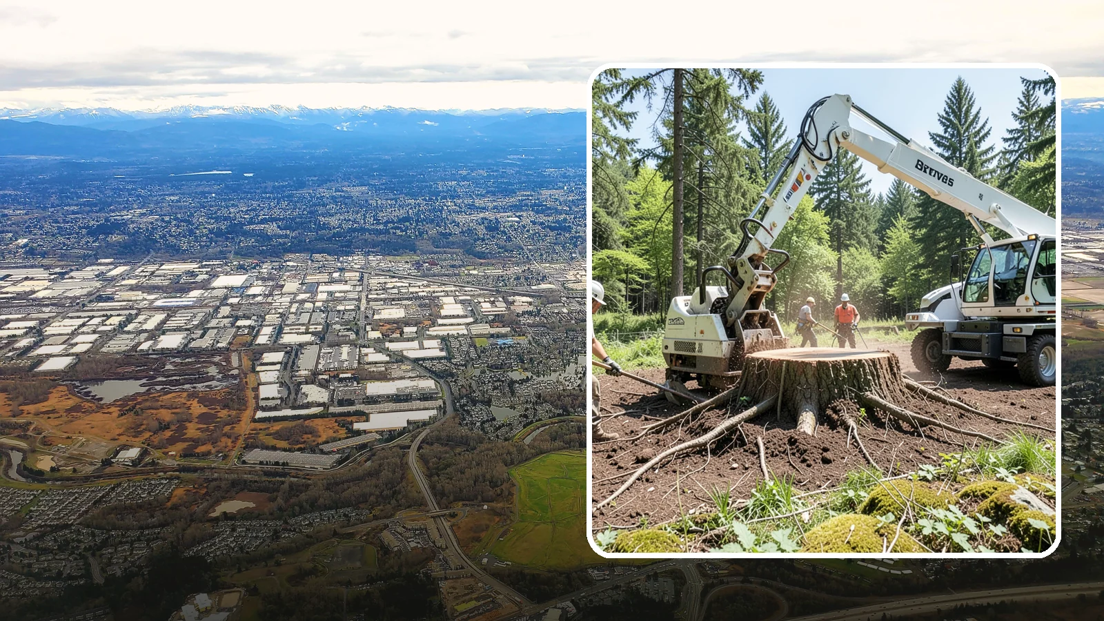 Stump removal in Kent, King County, WA - The full extraction of a stump and its major roots.