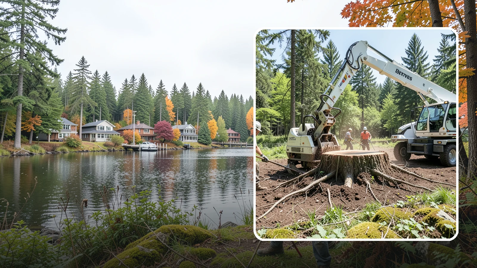Stump removal in La Conner, Skagit County, WA - The full extraction of a stump and its major roots.