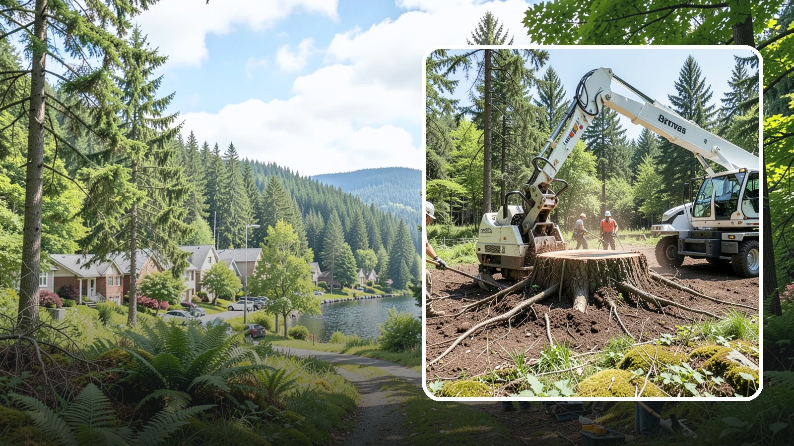 Stump removal in Lake Forest Park, King County, WA - The full extraction of a stump and its major roots.