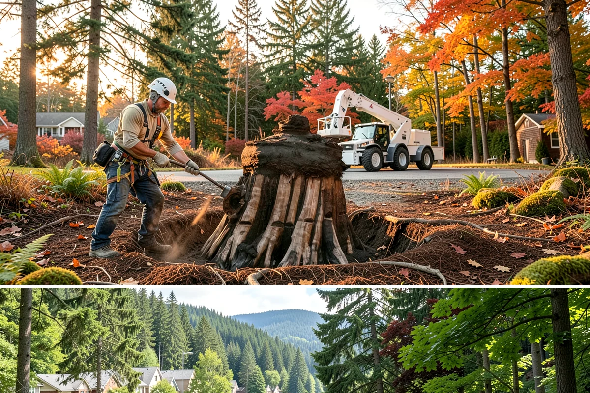 Stump removal in Lake Forest Park, King County, WA - Work can be performed year-round in the Puget Sound climate but may require special precautions during wet seasons when...