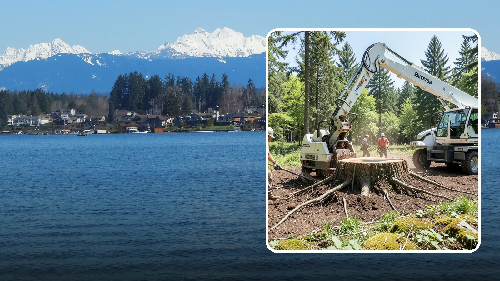 Stump removal in Lake Stevens, Snohomish County, WA - The full extraction of a stump and its major roots.