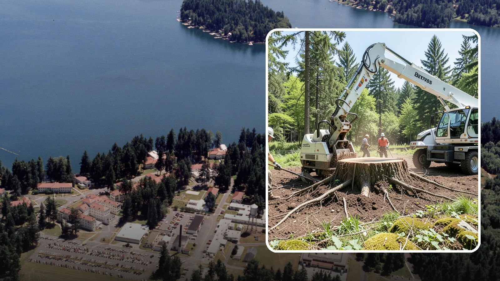 Stump removal in Lakewood, Pierce County, WA - The full extraction of a stump and its major roots.