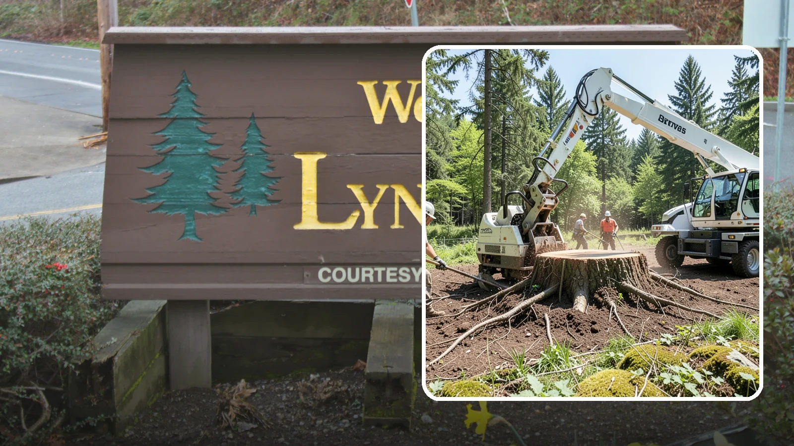 Stump removal in Lynnwood, Snohomish County, WA - The full extraction of a stump and its major roots.