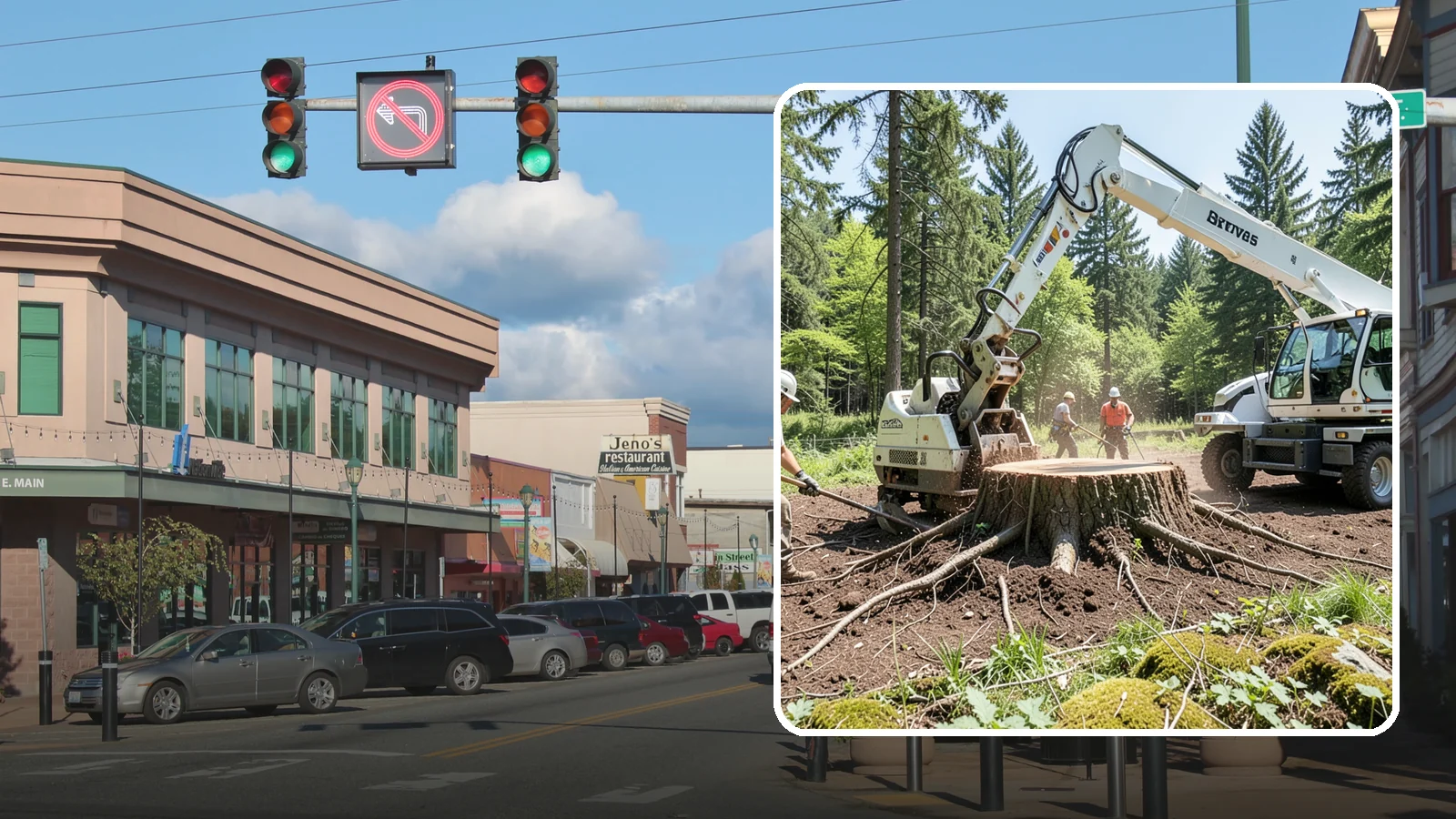 Stump removal in Monroe, Snohomish County, WA - The full extraction of a stump and its major roots.