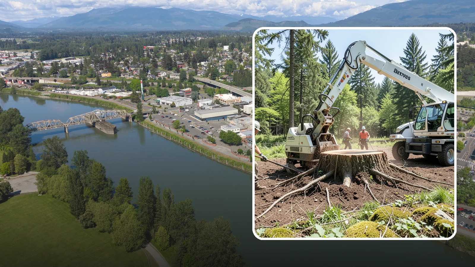 Stump removal in Mount Vernon, Skagit County, WA - The full extraction of a stump and its major roots.