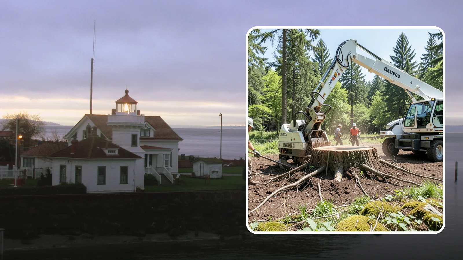 Stump removal in Mukilteo, Snohomish County, WA - The full extraction of a stump and its major roots.