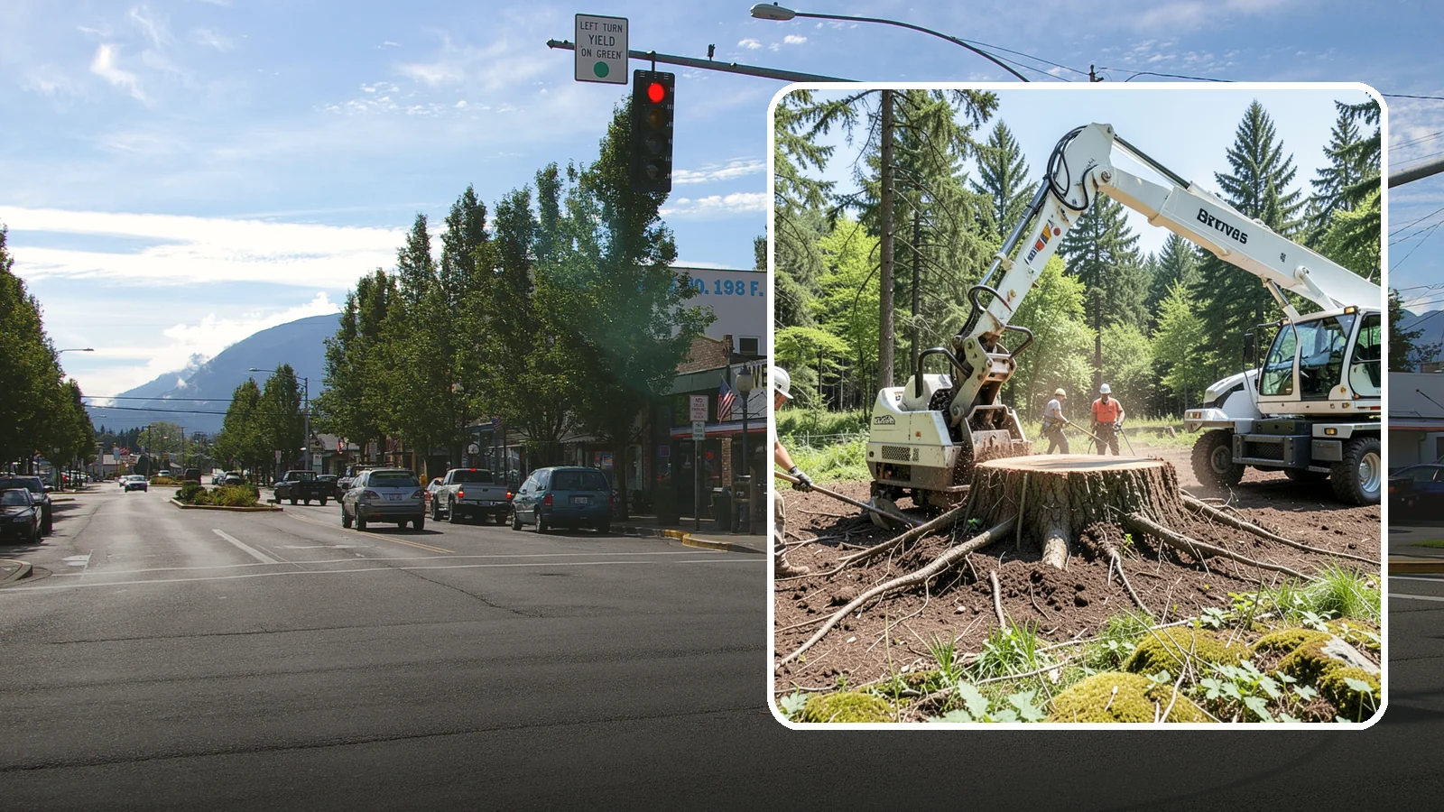 Stump removal in North Bend, King County, WA - The full extraction of a stump and its major roots.