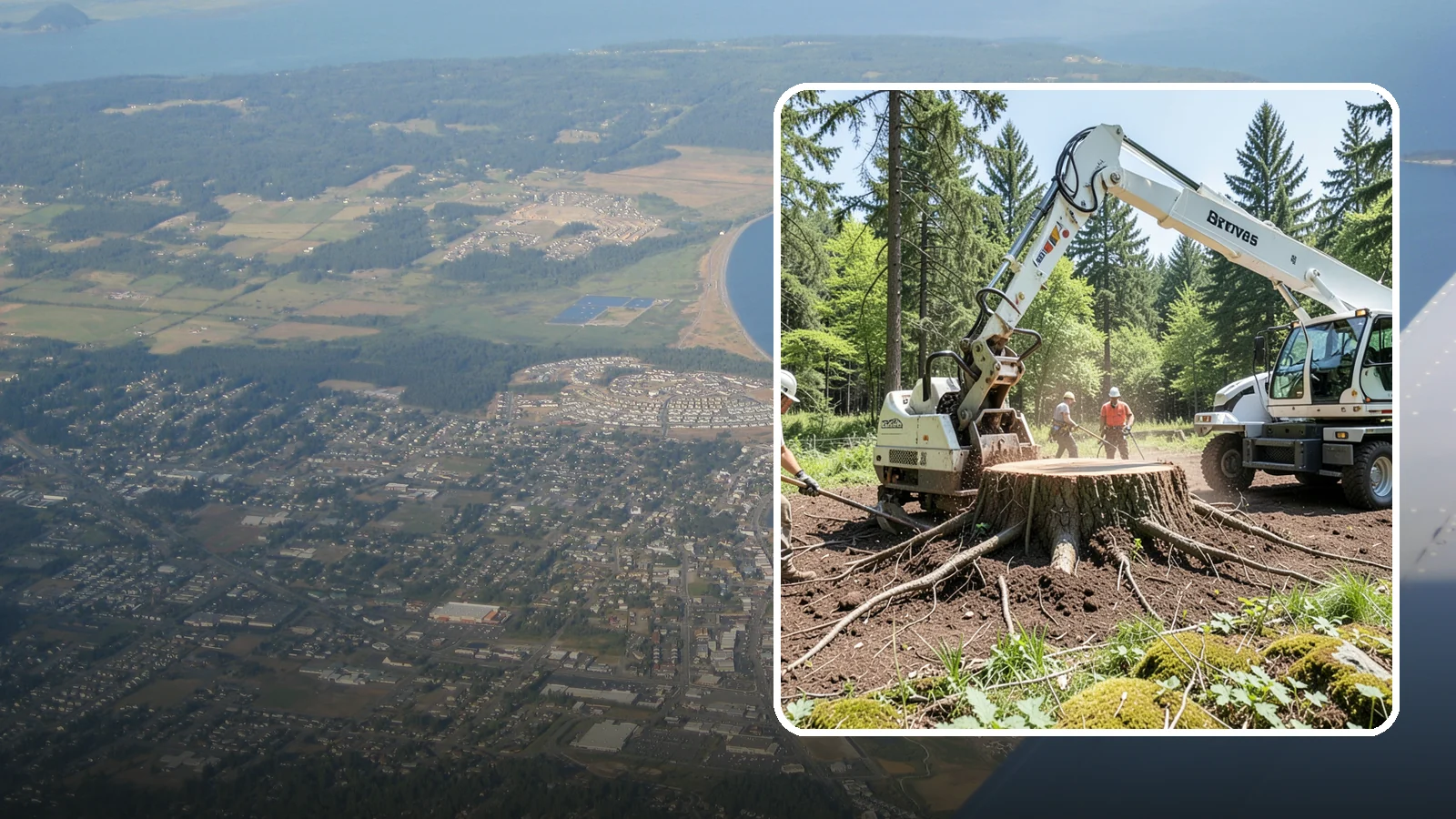 Stump removal in Oak Harbor, Island County, WA - The full extraction of a stump and its major roots.