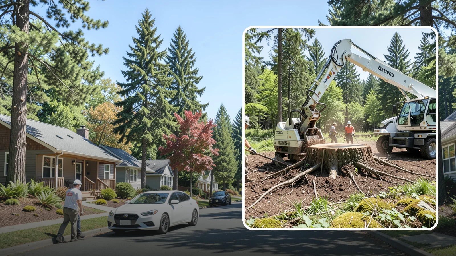 Stump removal in Orting, Pierce County, WA - The full extraction of a stump and its major roots.