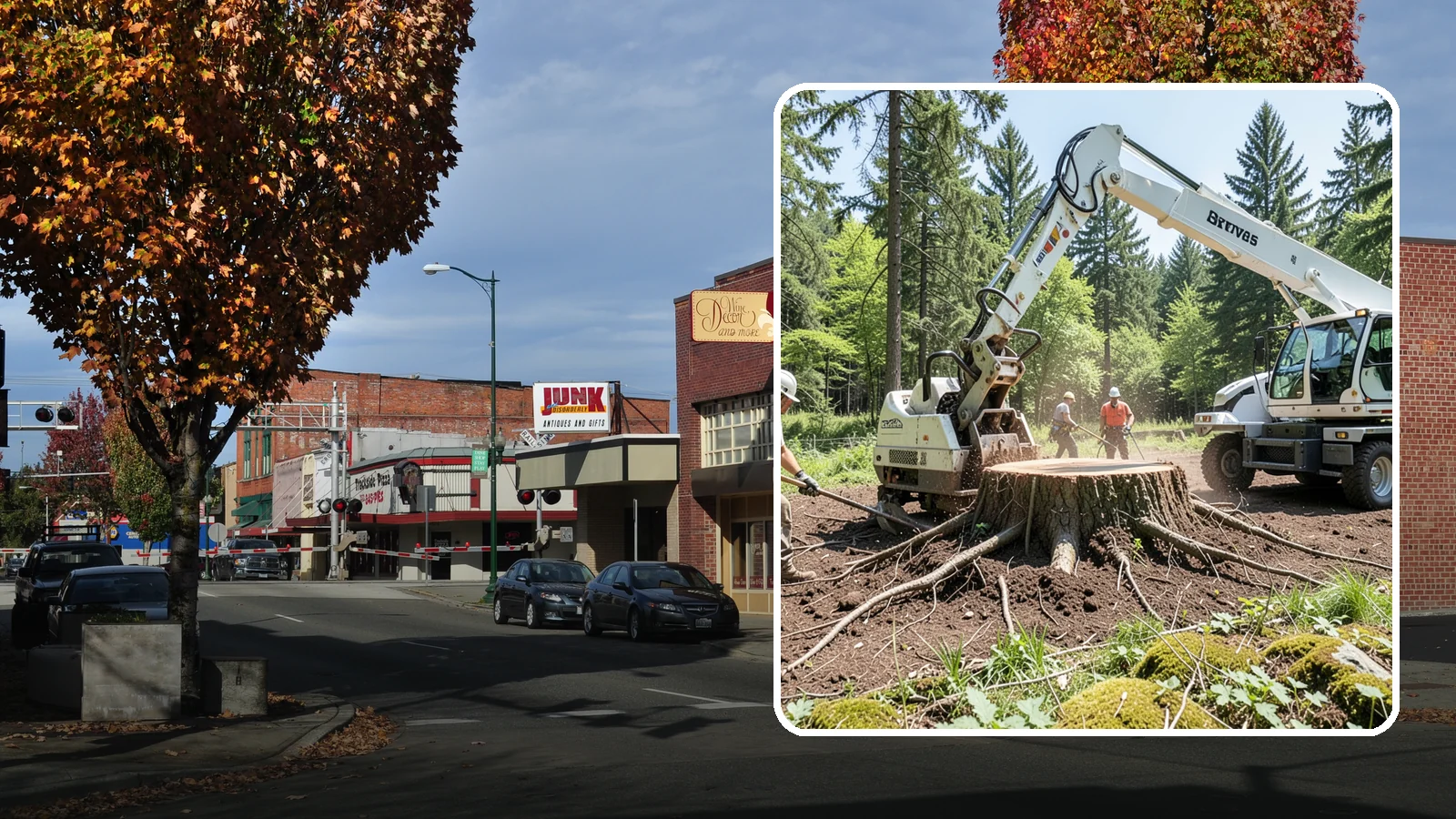 Stump removal in Puyallup, Pierce County, WA - The full extraction of a stump and its major roots.