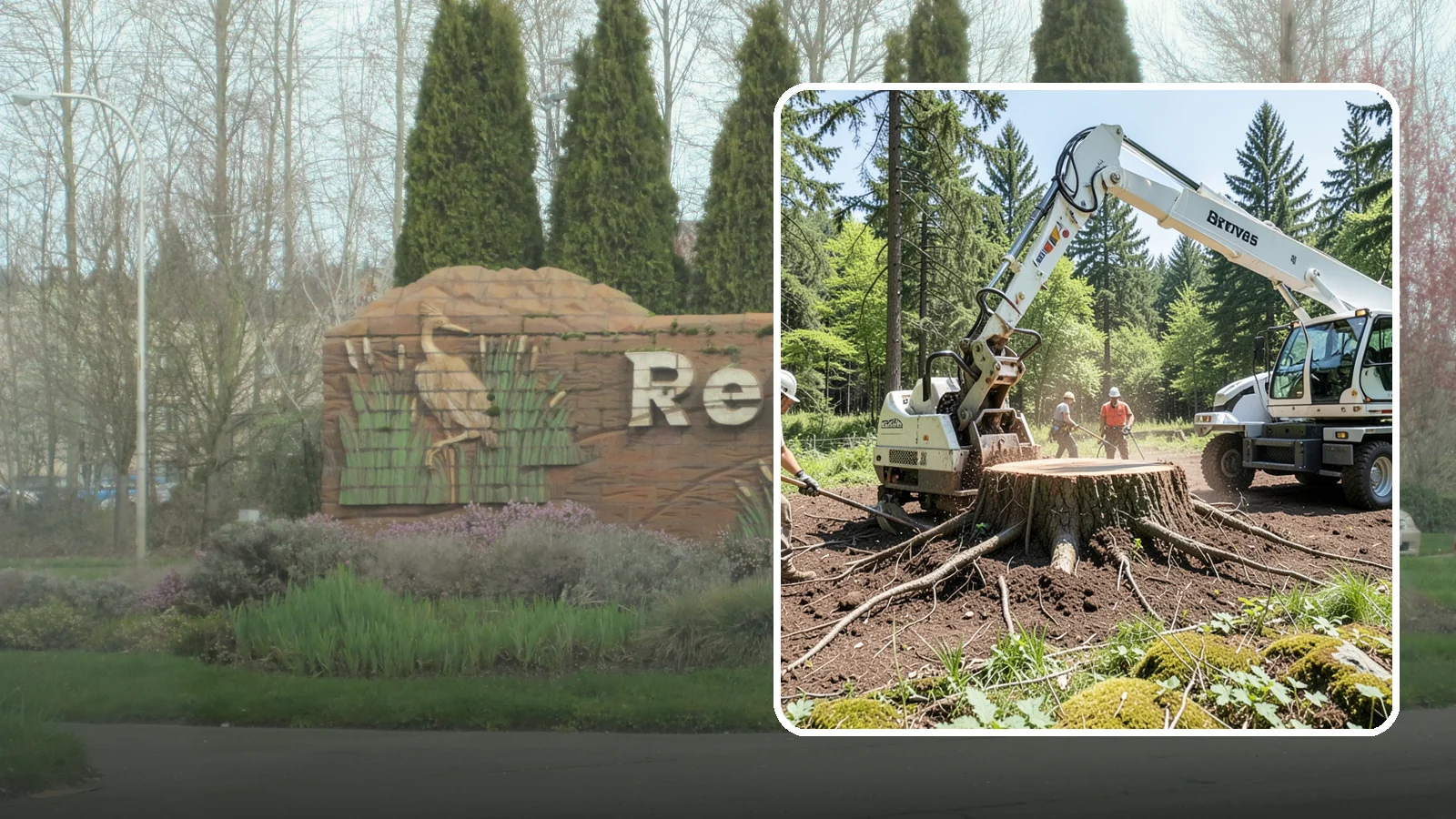 Stump removal in Renton, King County, WA - The full extraction of a stump and its major roots.