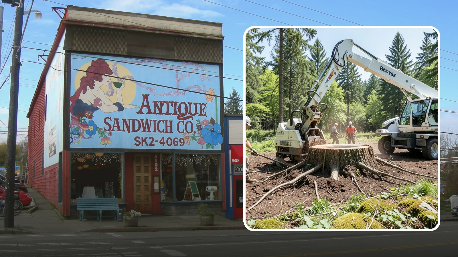 Stump removal in Ruston, Pierce County, WA - The full extraction of a stump and its major roots.