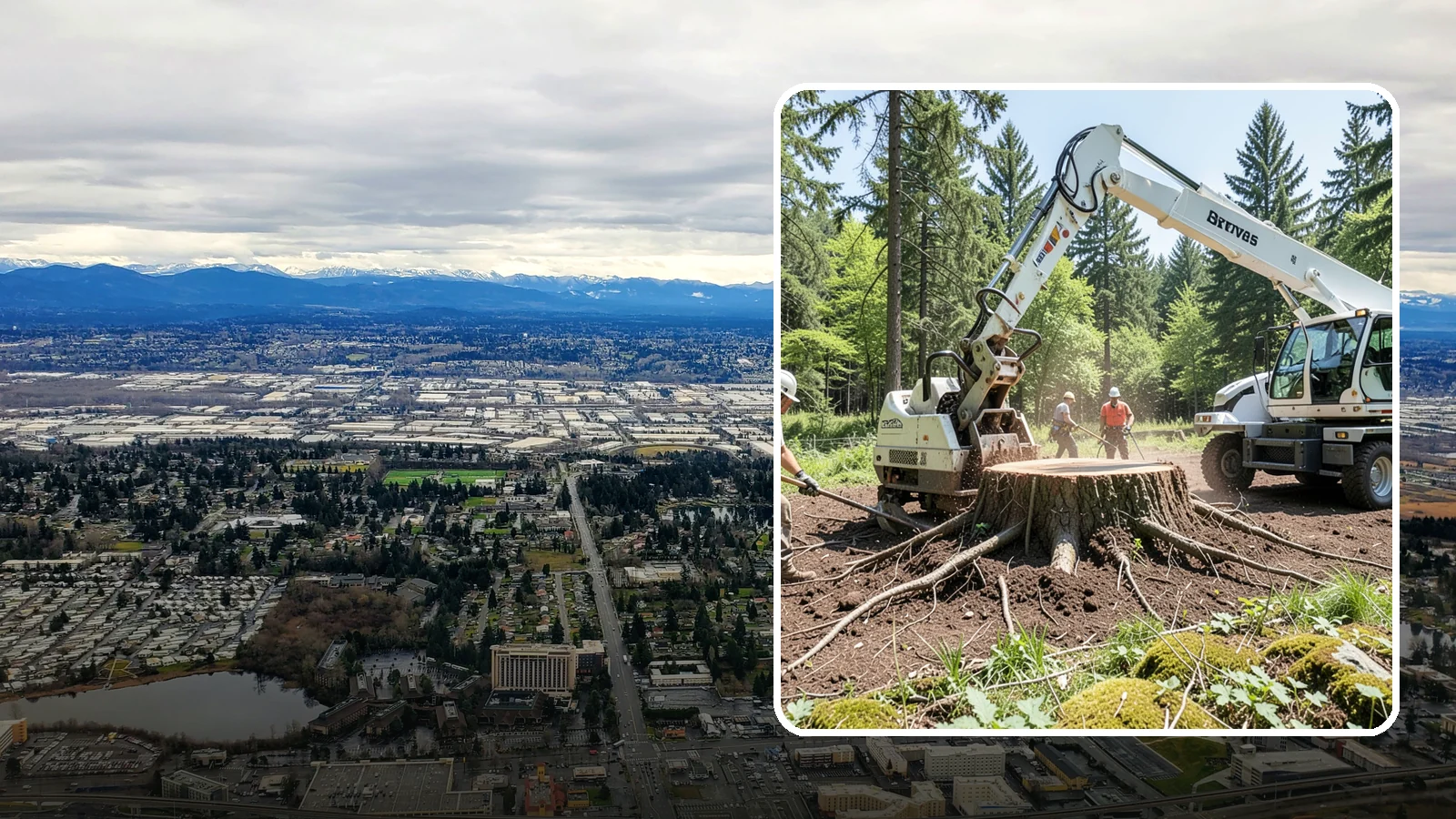 Stump removal in SeaTac, King County, WA - The full extraction of a stump and its major roots.