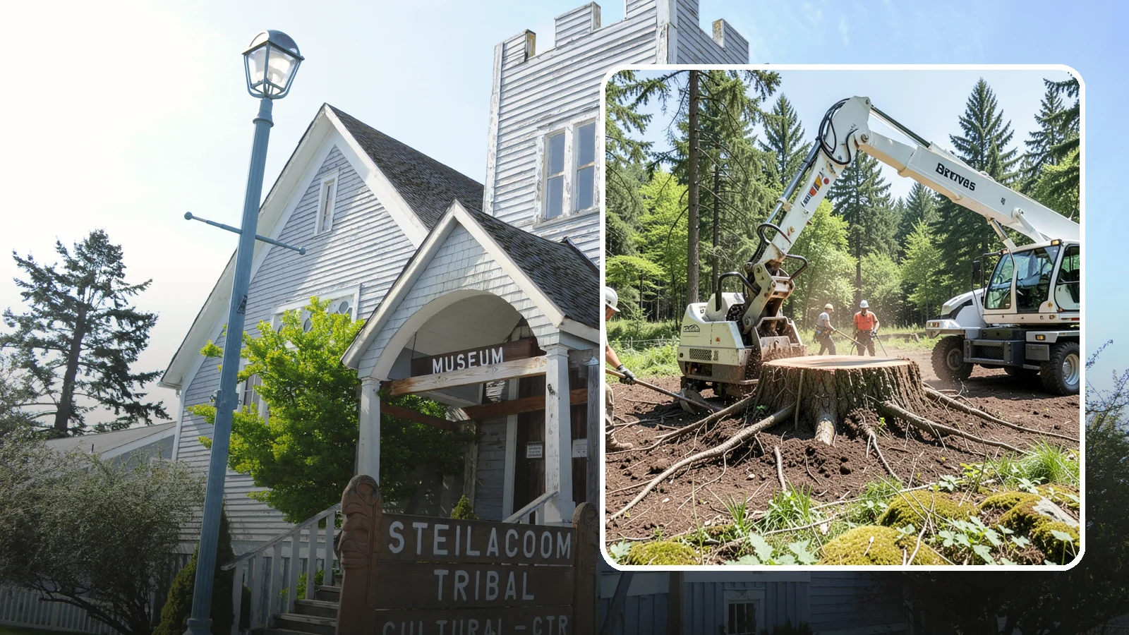 Stump removal in Steilacoom, Pierce County, WA - The full extraction of a stump and its major roots.