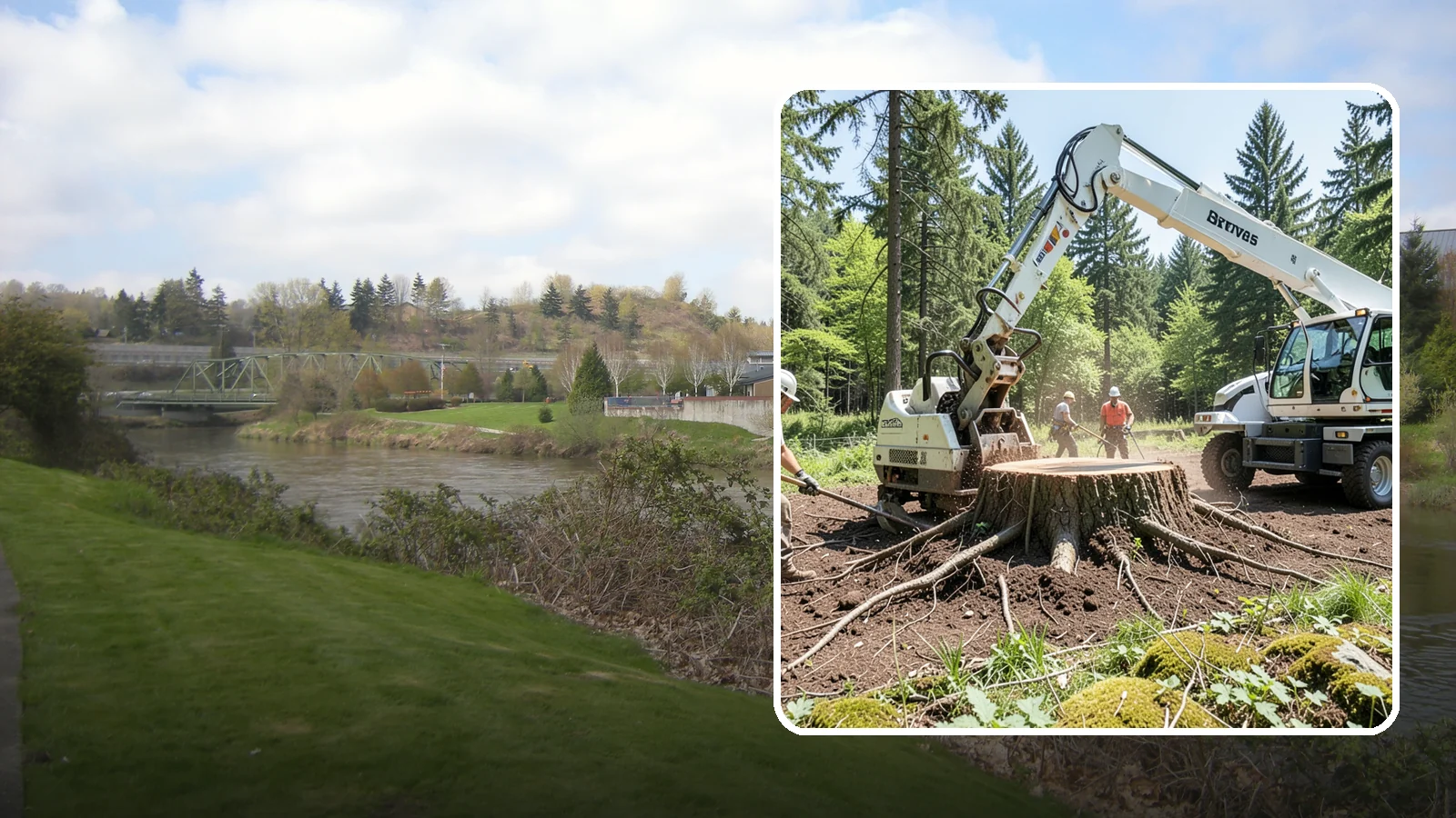 Stump removal in Tukwila, King County, WA - The full extraction of a stump and its major roots.