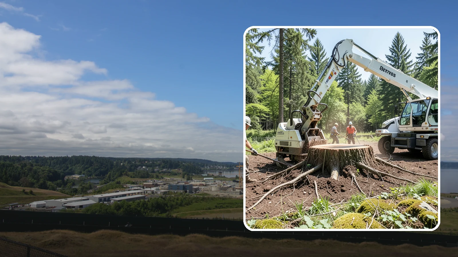 Stump removal in University Place, Pierce County, WA - The full extraction of a stump and its major roots.