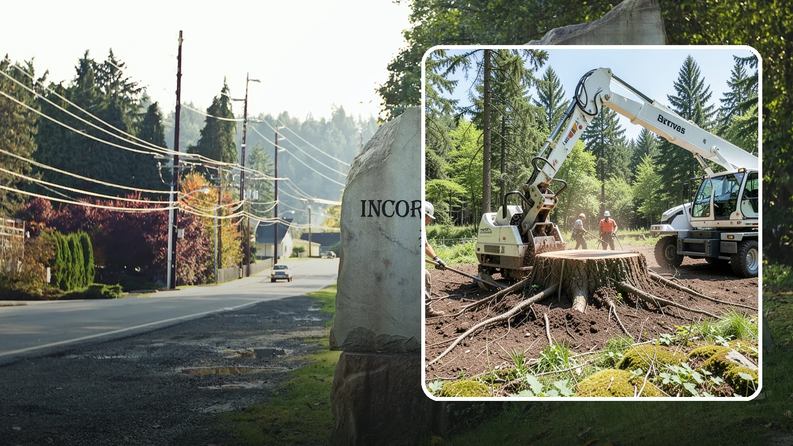 Stump removal in Wilkeson, Pierce County, WA - The full extraction of a stump and its major roots.