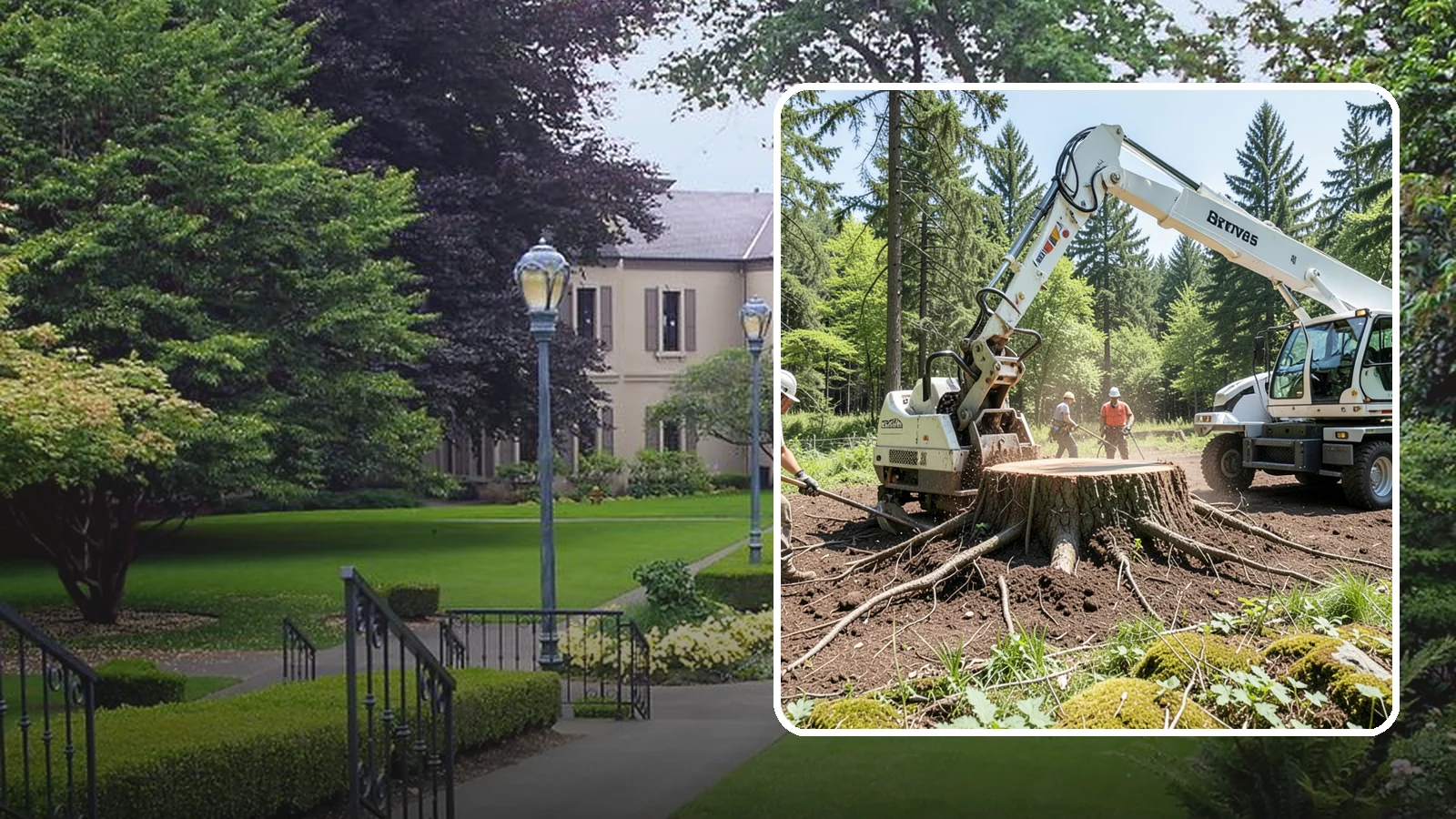Stump removal in Woodinville, King County, WA - The full extraction of a stump and its major roots.