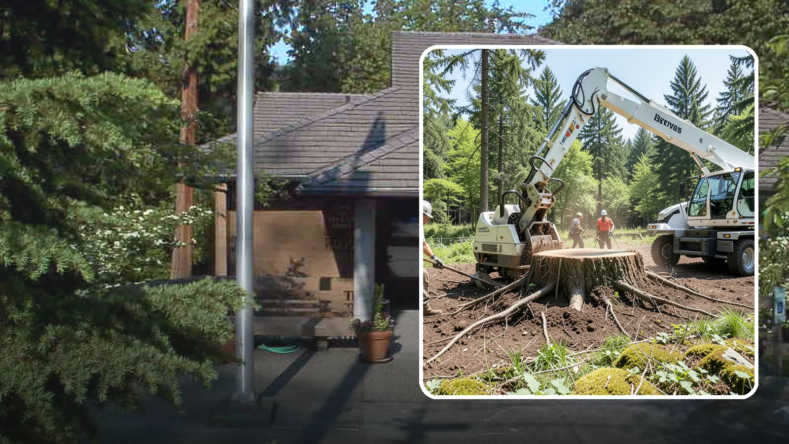 Stump removal in Yarrow Point, King County, WA - The full extraction of a stump and its major roots.