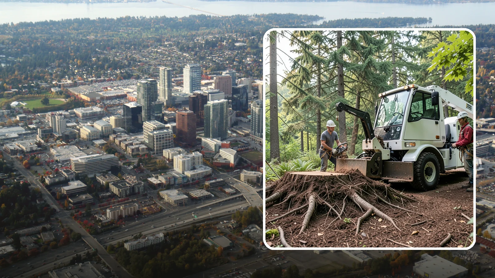 Surface root grinding in Bellevue, King County, WA - The grinding of exposed surface roots.