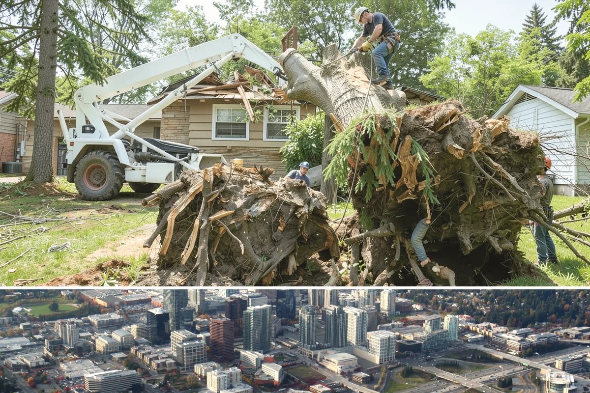 Surface root grinding in Bellevue, King County, WA - This work can be performed year-round in the Puget Sound climate but may require scheduling adjustments if frozen ground prevents...