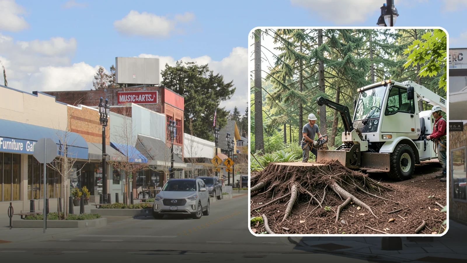 Surface root grinding in Bothell, King County, WA - The grinding of exposed surface roots.
