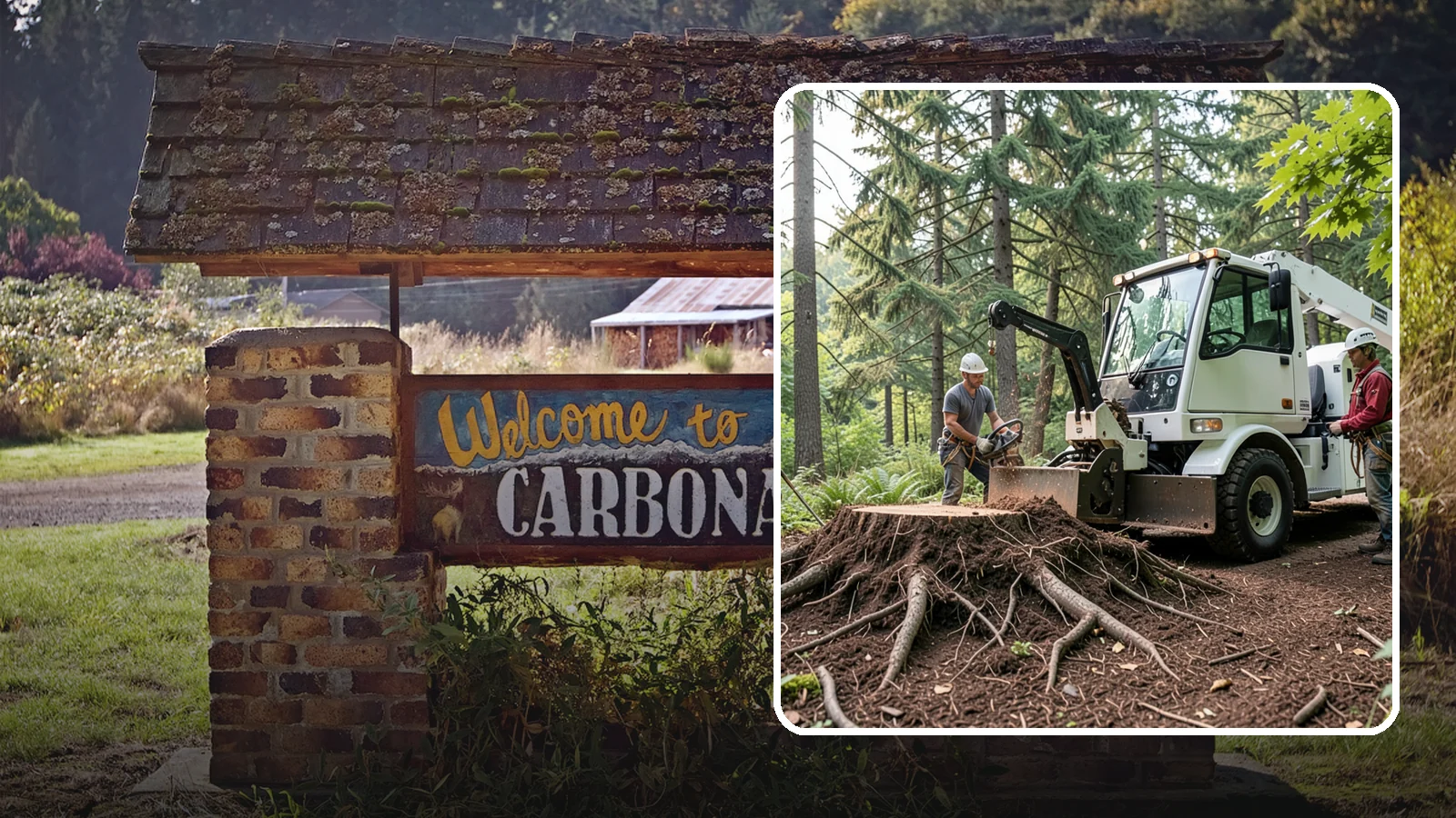 Surface root grinding in Carbonado, Pierce County, WA - The grinding of exposed surface roots.