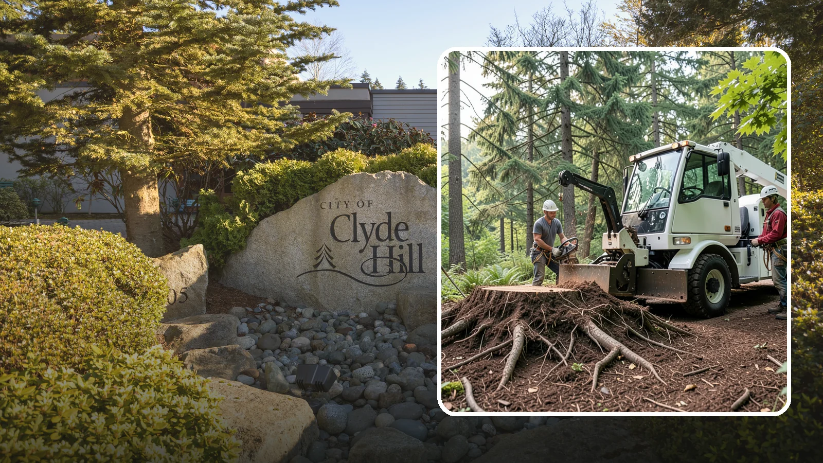 Surface root grinding in Clyde Hill, King County, WA - The grinding of exposed surface roots.