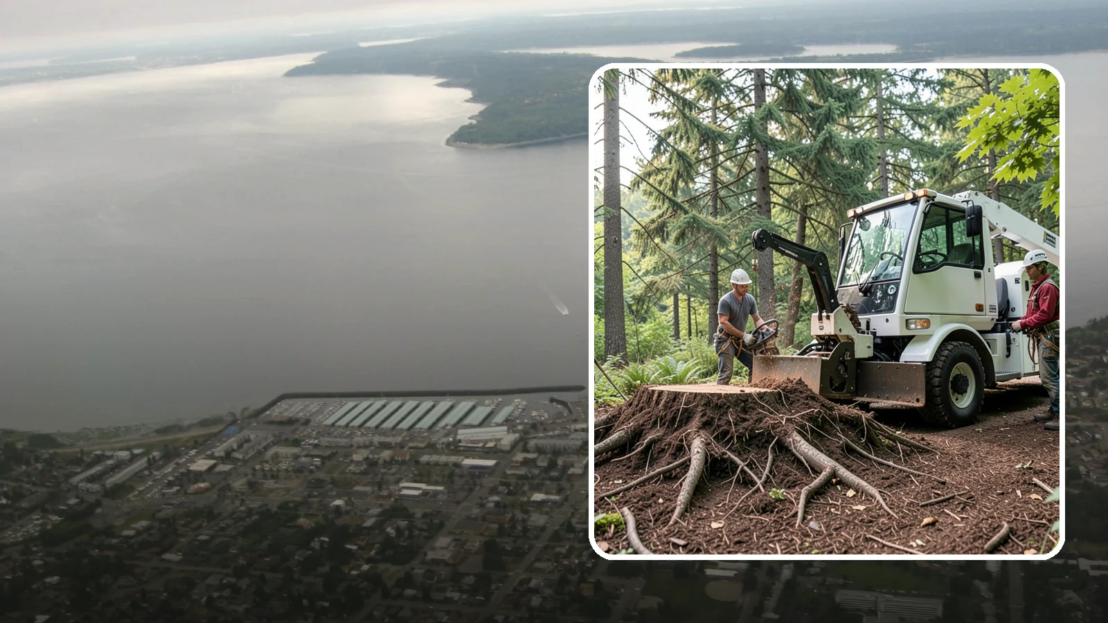Surface root grinding in Des Moines, King County, WA - The grinding of exposed surface roots.