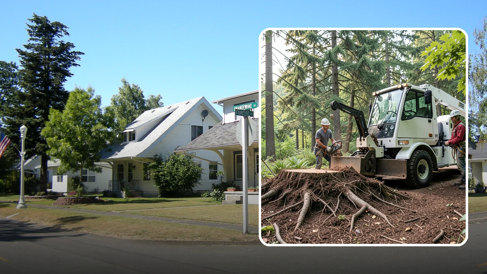 Surface root grinding in DuPont, Pierce County, WA - The grinding of exposed surface roots.
