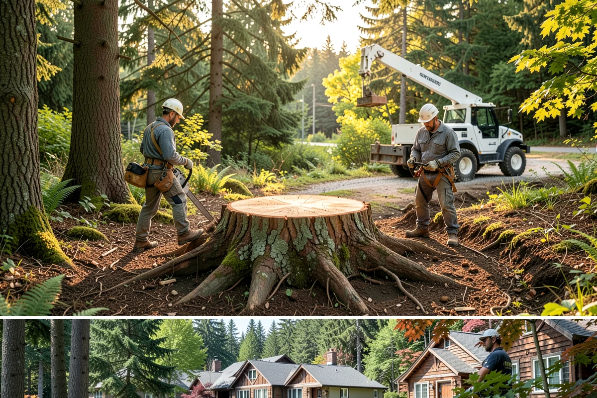 Surface root grinding in Edgewood, Pierce County, WA - This work can be performed year-round in the Puget Sound climate but may require scheduling adjustments if frozen ground prevents...