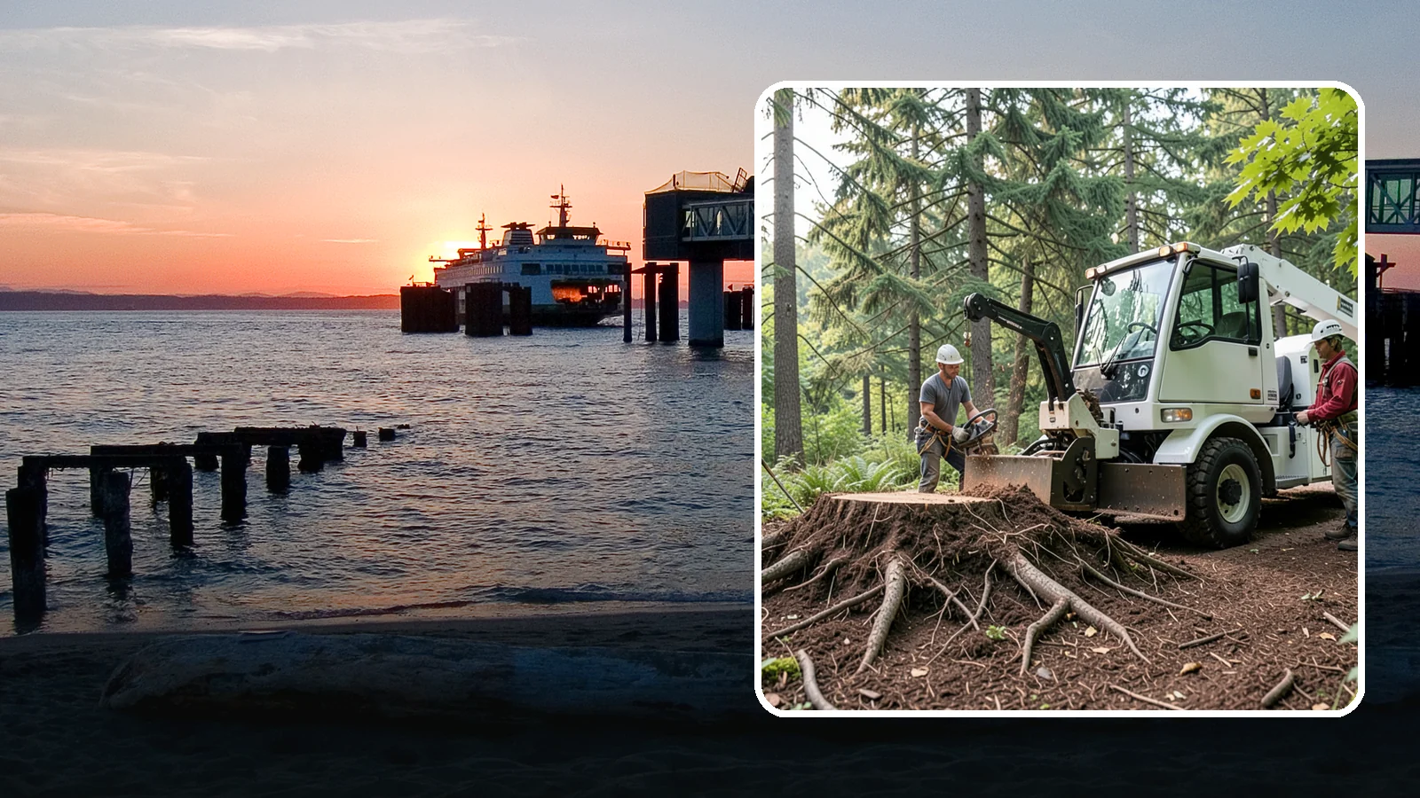 Surface root grinding in Edmonds, Snohomish County, WA - The grinding of exposed surface roots.