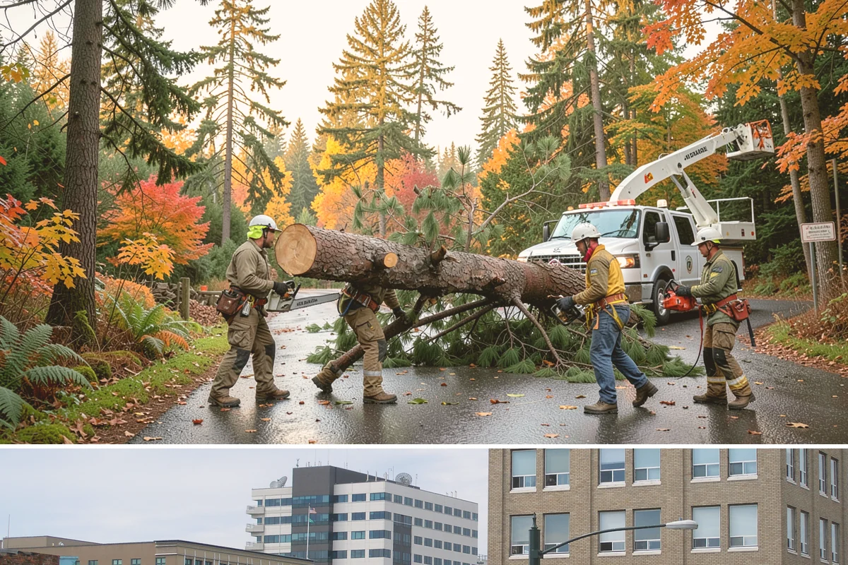 Surface root grinding in Everett, Snohomish County, WA - This work can be performed year-round in the Puget Sound climate but may require scheduling adjustments if frozen ground prevents...