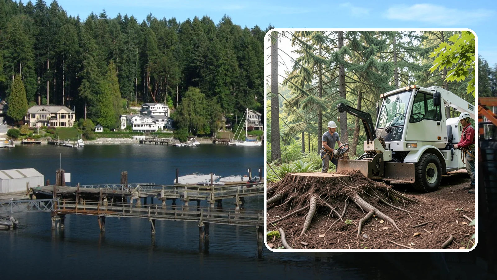 Surface root grinding in Gig Harbor, Pierce County, WA - The grinding of exposed surface roots.